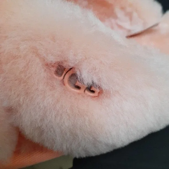 Ugg Fuzzette Beverly Pink Criss Cross Strap Fur Slippers Size 5 - Picture 5 of 12